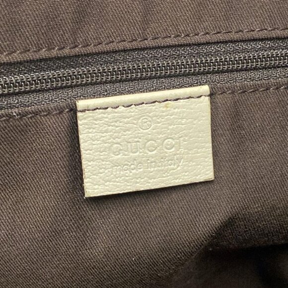 Gucci Tote Prince GG Pattern Beige Dark Brown Ivory Leather - Picture 9 of 15